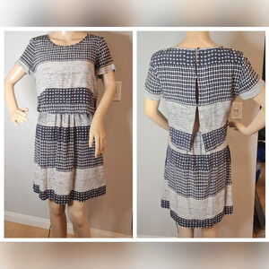 Madewell silk dress. Attached 2-piece.  Women's size 0. Stretch waist. Pockets
